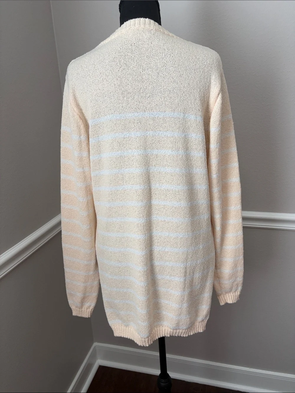 Cream & White Striped Women's Cozy Crewneck Sweater Set